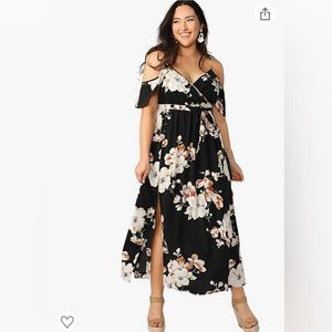 NEW Milumia, Cold Shoulder Floral Maxi Bohemian Split Dress, size 1X Never worn!